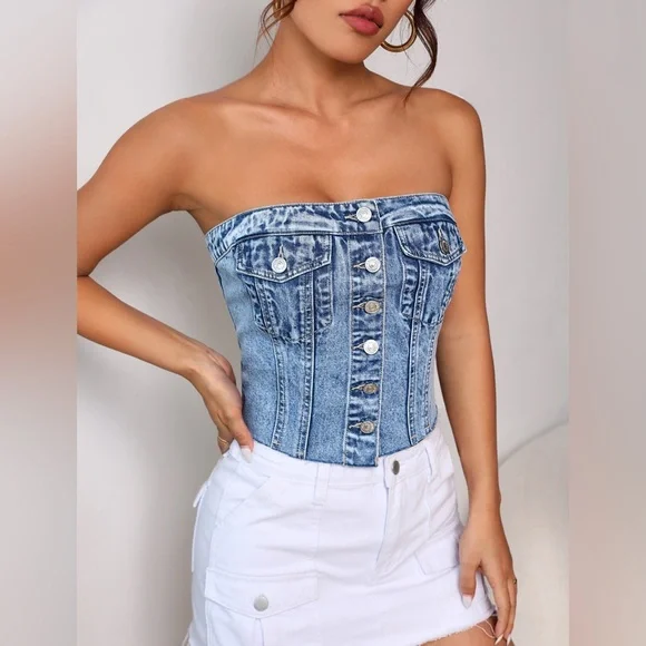 Denim tube top - Picture 1 of 1